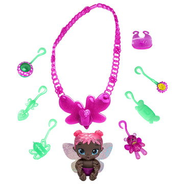 Baby Alive Glo Pixies Minis Carry n Care Necklace, Rose Blossom, 3.75-Inch Pixie Doll Toy with Doll Carrier and Nurturing Charm 