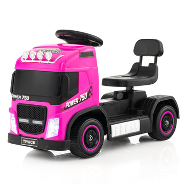 Honey Joy Electric Ride On Push Car, 6V Foot-To-Floor Push Cars For Toddlers, Lights, Music, Adjustable Height, Battery Powered Ride On Truck For Kids, Gift For Toddlers Boys Girls, Pink