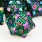 ORIFANTOU Metal DND Dice Set Dungeons and Dragons Dice with Box, Rainbow Green Debris D&D Dice RPG D and D Dice Role Playing Gam
