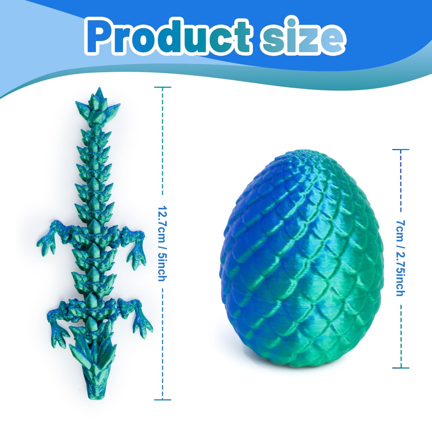 Flavery 4 Pack 3D Printed Dragon Egg, Small Eggs With Dragon Inside, Articulated Crystal Dragon Fidget Toy, Desk Decor Pet, Myst