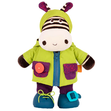 B. Toys - Plush Zebra - Sensory Stuffed Animal - Interactive Plush Toy - Plush Toys For Toddlers, Kids - 2 Years + - Giggly Zipp