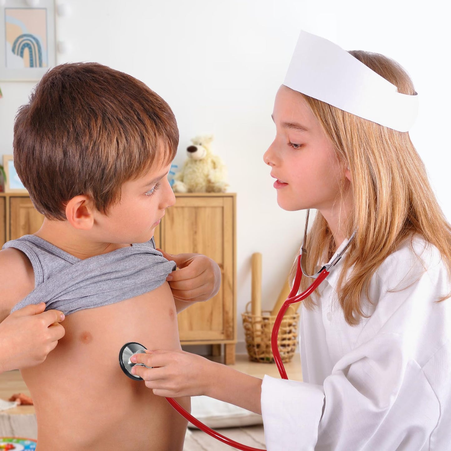 Kids Stethoscope Toy, Real Working Nursing Stethoscope for Kids, Toddler Doctor Game Kit, Girls Boys Doctor Nurse Cosplay Hallow