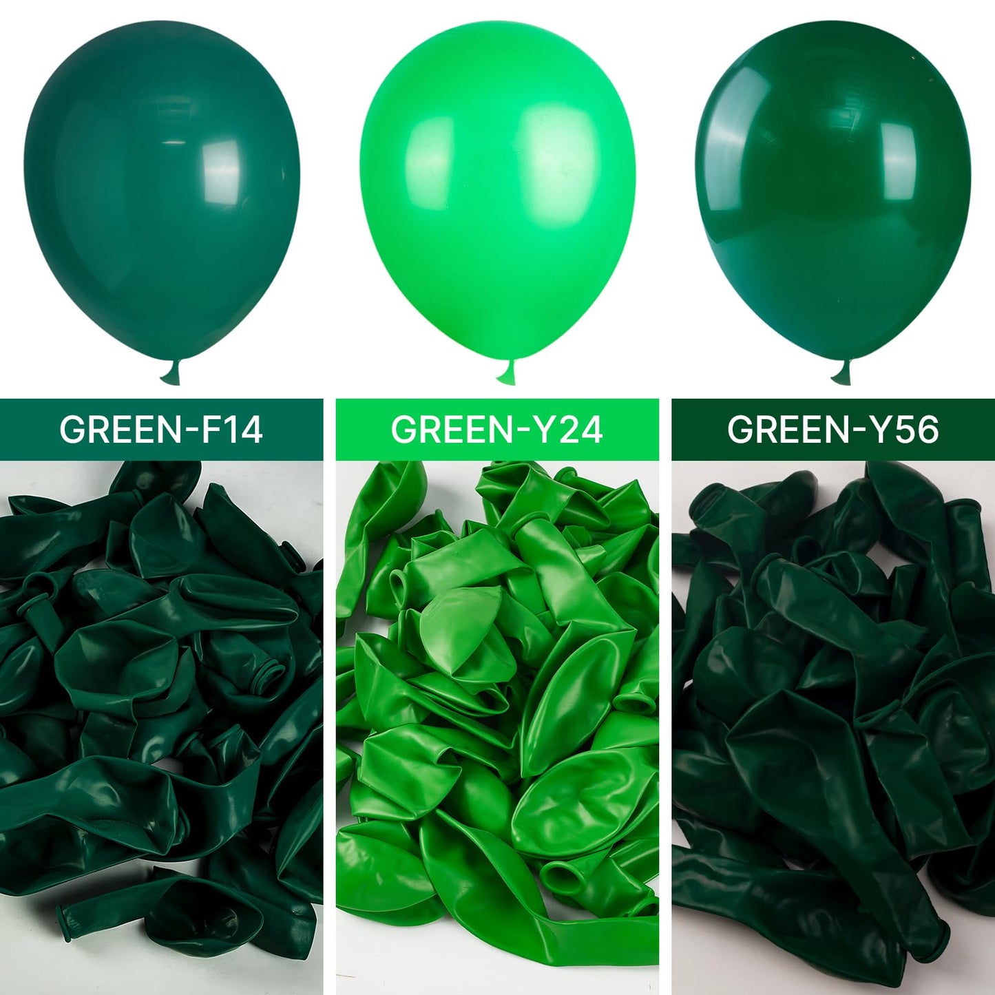 PartyWoo Hunter Green Balloons - 127 PCS Rubber Balloons in 5 to 36 Inch Sizes for Garland Arch Party Decorations, Deep Green-Y56