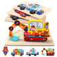 Wooden Puzzles For Toddlers, 4 Pack Wooden Transportation Puzzles Toys Gift For Kids 1-3, Montessori Educational Learning Blocks