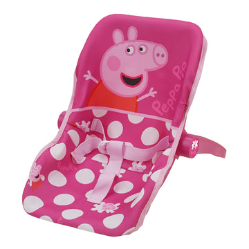 Peppa Pig: Baby Doll Car Seat - Pink & White Dots - Fits Dolls Up To 18'' Convertible Into A Feeding Chair, Plastic Shell W/Fabr