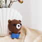Mini Positive Crochet Bear,3.5 Inch Crochet Stuffed Animal Knitted Bear Funny Pocket Potato Wool Bear Emotional Crochet Doll Toy