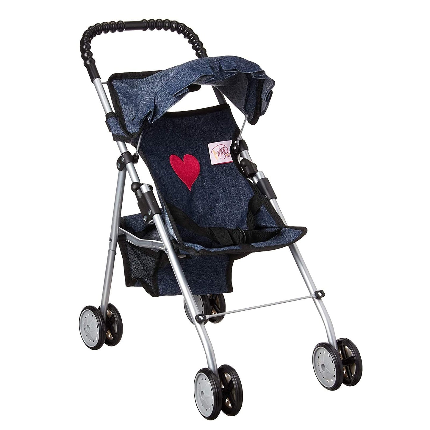 The New York Doll Collection Denim Baby Doll Stroller, 20.5" x 10" x 20.5", Metal, Model 9318D