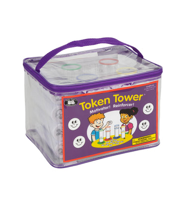 Super Duper Publications Token Towers Manipulative - Medium Multi-color Plastic Educational Resource (Model CHIPS-22)