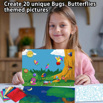 Yazhiji Foil Art Craft Kits For Kids - Bugs Butterfy Mess -Free Fun Activity Set For Child, Diy Printing Craft Kit,Gifts For Age