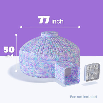 Skywin Air Tent Kids Fort Playhouse Fan Tent (Mermaid) - 3 Pack Improved Inflatable Fort Sets Up and Stores Away in Seconds (Fan