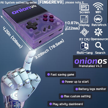 Miyoo Mini Plus Onionos Handheld Game Console 3.5-Inch 640*480 Screen 3000Mah Miyoo-Mini+ With Portable Case Transparent Purple