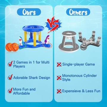 Eboozone Inflatable Pool Toys Basketball Hoop & Ring Toss Game, 2-In-1 Pool Toys Games Set, Swimming Pool Games Summer Pool Toys