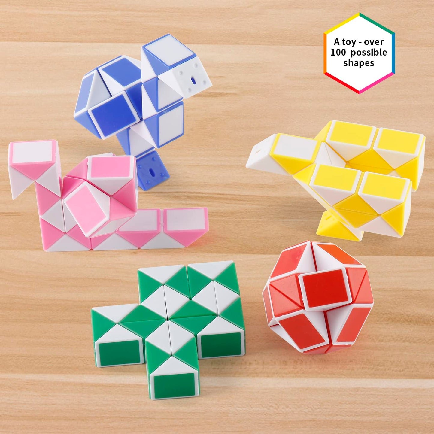 Ganowo 30 Pack Party favor, Medium Fidget Snake Cube Twist Puzzle Toys for Kids Teens Stocking Stuffers Bulk Birthday Party Supp