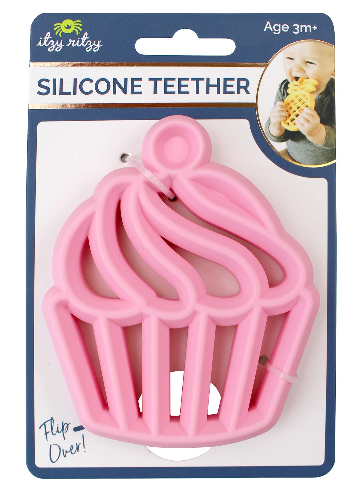 Itzy Ritzy Silicone Baby Teether - Bpa-Free Infant Teether With Easy-To-Hold Design & Textured Back Side To Massage & Soothe Sor