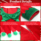 Reiwide Kids Girl Christmas Elf Costume: Velvet Dress Santa Helper Costume Xmas Festive Outfit - Hat Shoes Belt Striped Stocking