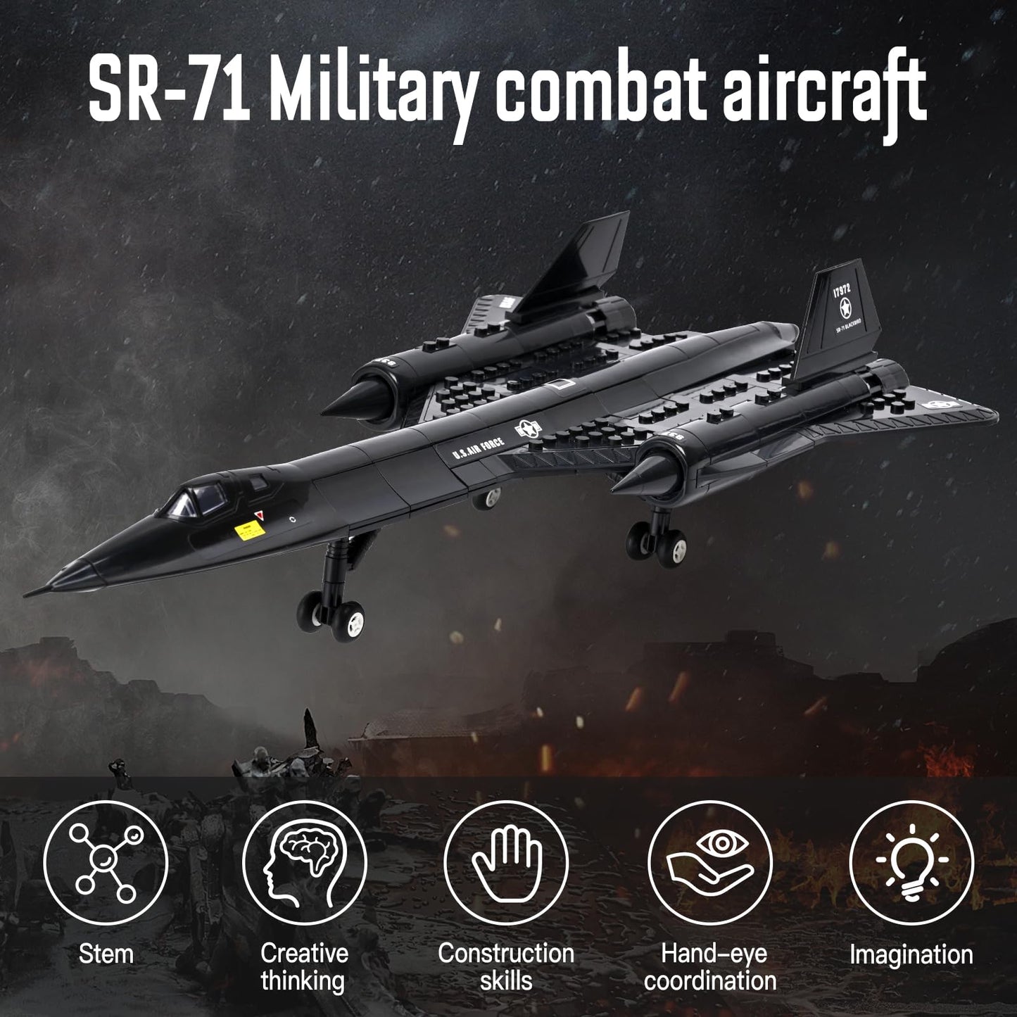 Lovlaugh Sr-71 Blackbird Building Blocks Set, Suitable For Children Aged 6 And Up, Enhances Fine Motor Skills And Creativity, Id