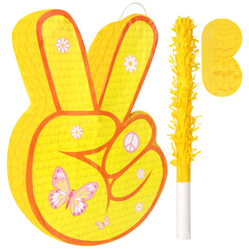 Waenerec Hippie Pinata With Pinata Stick & Hanging Loop Daisy Flower Pinata Mexican Pinata Game For Young Wild And Three Party Decorations Girl Groovy Birthday Party Decorations Supplies