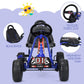 Costzon Go Kart For Kids, 4 Wheel Pedal Powered Go Cart With Adjustable Seat, Handbrake & Non-Slip Wheels, Outdoor Racer Ride On Pedal Car, Gift For Boys Girls (Blue)