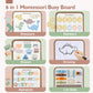 Hahaland Montessori Busy Board For Toddlers 2-4 - 2 Year Old Boy Toys Birthday Gift - Travel Toys - Dinosaur, Alphabet, Number, Shape, Drawing, Life Skills