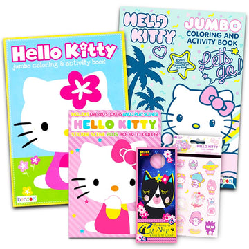 Hello Kitty Coloring Book Set - Bundle of 2 Hello Kitty Activity Books, Stickers, and Door Hanger | Hello Kitty Drawing Kit for 