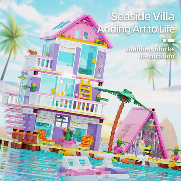 Girl Beach House Building Blocks Toys For Girls Age 8+, Seaside Villa Friends Building Set With Light, 791Pcs Mini Bricks