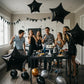TONIFUL 15Pcs 18 Inch Large Black Star Shape Foil Balloons Big Black Stars Helium Mylar Ballons for Birthday Wedding Baby Shower
