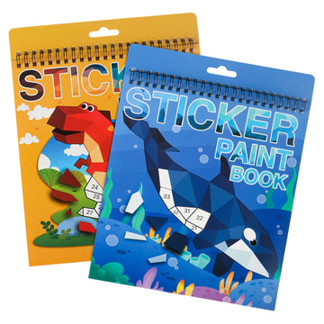 Aeahaly 2 Pack Crafts For Kids Ages 4-8 Paint By Sticker, Reusable Sticker Book For Kids Ages 4-8 Boys And Girls Birthday Gifts Party Favor, Travel Activity Book Set For Learning (Dinosaur+Ocean)