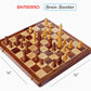 Enterro Chess Board Set Wooden Foldable14 X 14 Inch With 2 Extra Queens - Handcrafted Magnetic Chess Pieces