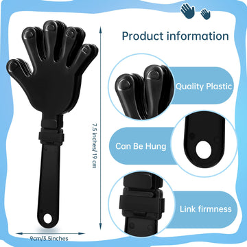 Zcysrlqin 24 Pieces Black Hand Clappers 7.5 Inch Clappers Noisemakers Noise Makers Party Favors Plastic Party Clapper For Sporti