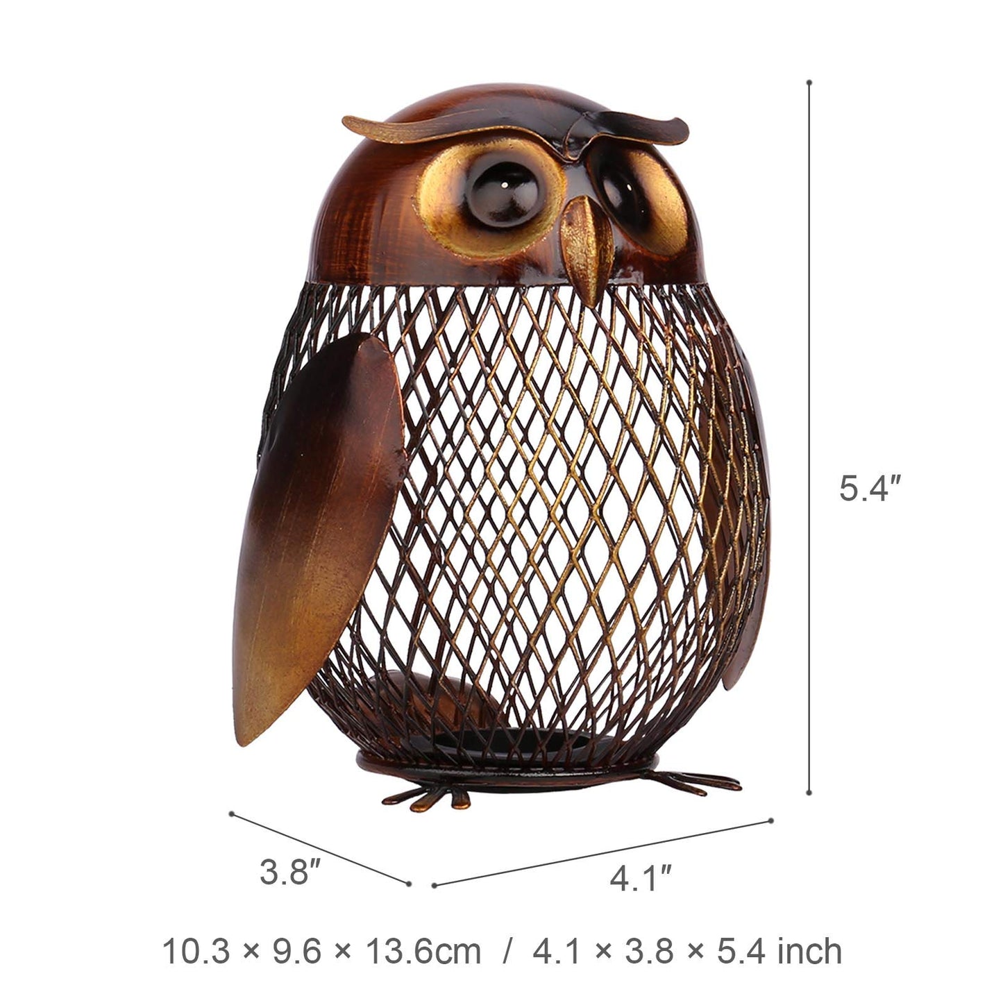 Ailgely Piggy Bank For Adults, Owl Shaped Metal Coin Box, Coin Money Bank, Handwork Handicrafts Ornament