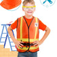 Puteraya 18 Pcs Kids Construction Worker Costume Include 6 Pcs Construction Vests 6 Pcs Construction Hats 6 Pcs Goggles for Care