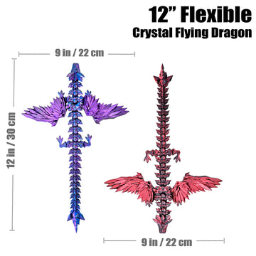 Locyfens 2 Pack 3D Printed Dragon With Wings Flying Dragon, Articulated 3D Dragon Toys, 3D Printed Crystal Wing Dragon Without D