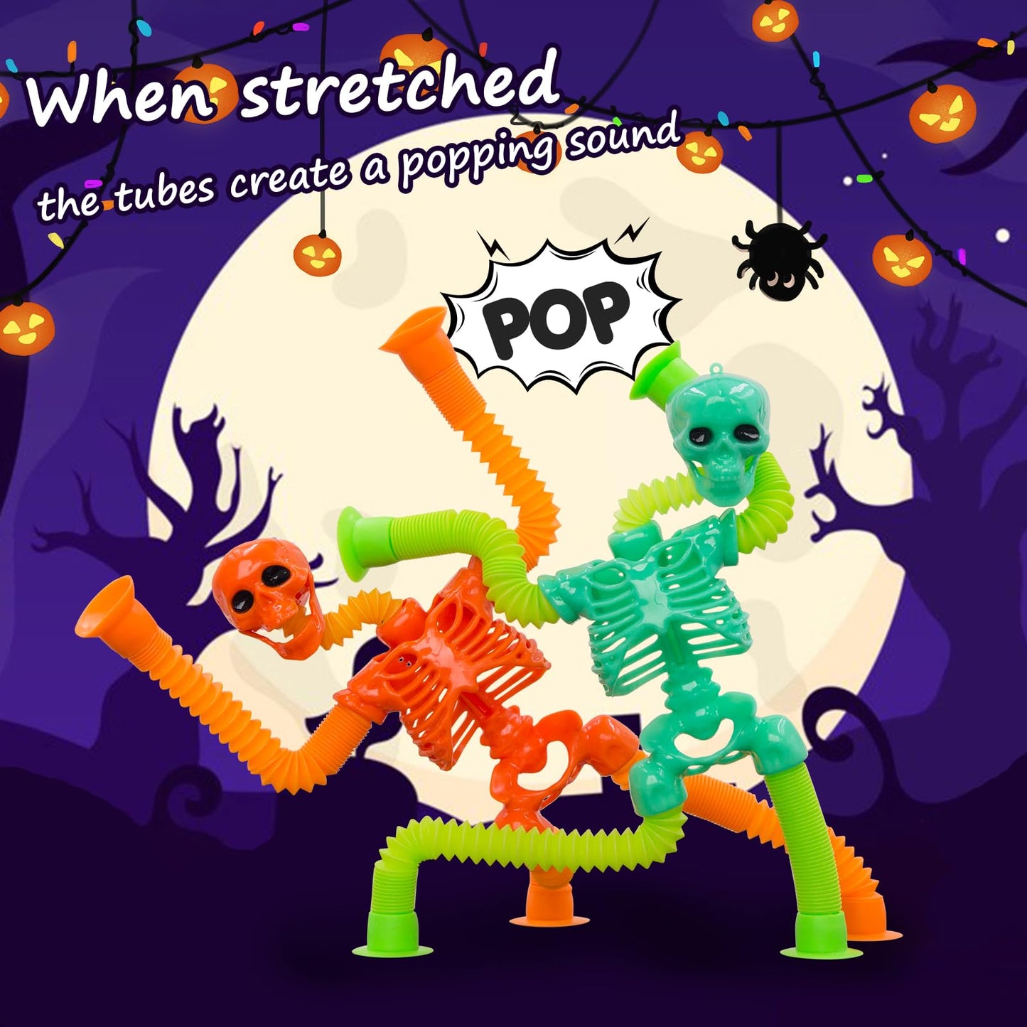 Pop Tubes Robot Fidget Toys for Kids, 8Pack Fidget Sensory Stretchy Toys for Ages 3 4 5 6 7 8 9 10 Fidget for Stress and Anxiety