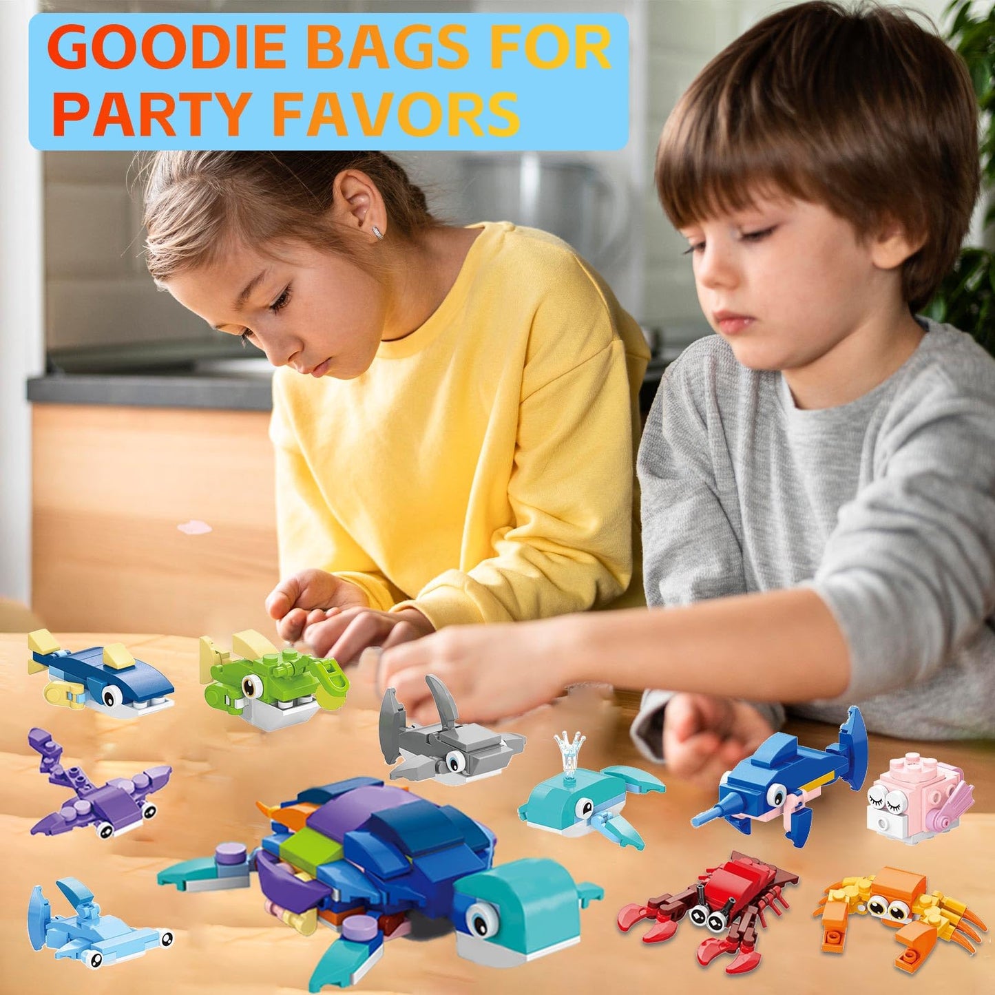 Party Favors For Kids - 20 Pack 583Pcs Animals Building Blocks Toy Set For Birthday Valentines Easter Christmas Classroom Prizes