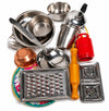 KHASA TOY Kids Stainless Steel Kitchen Set Toy with Wooden Chakla Belan | Pretend Play Cooking Utensils & Role Play Kitchen Acce