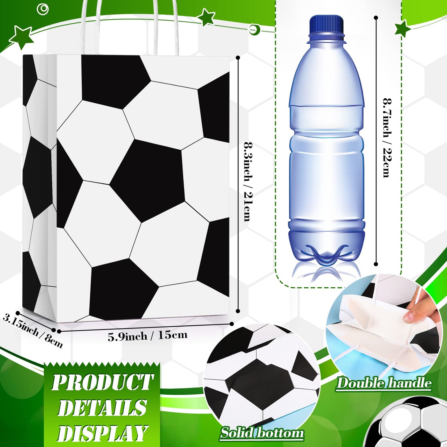 24 Pieces Sports Party Favor Bags Football Party Goodie Bag Sport Party Gift Bags with Handles for Soccer Baseball Basketball Fo