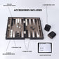 GSE enhanced Leather Backgn Board Game Set  Classic Backgn Game Set with Leather Case  Travel Folding Board Game (Black&Grey  Small)