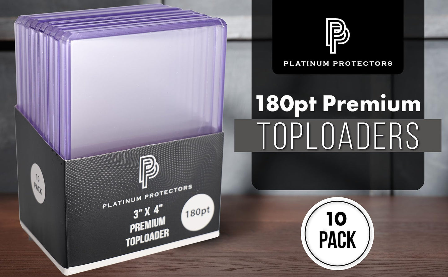 Platinum Protectors enhanced 180pt Toploaders Trading Card Protectors (50-Count) - Clear Hard Plastic Top Loader Sleeves for Thick Cards