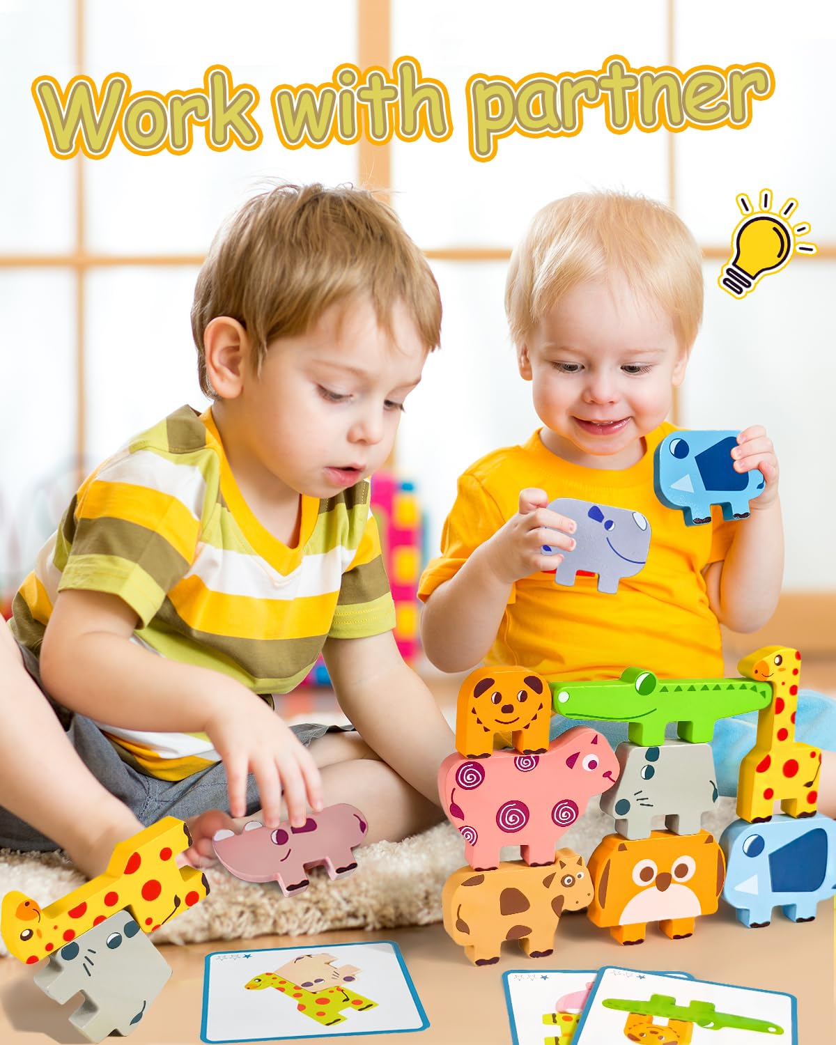 Maaacute Montessori Toys For 1 2 3 4 Year Old Boys Girls, Toddler Toys Age 2-4, 10 Pack Wooden Animal Blocks Sorting & Stacking