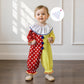 Thorn Tree Toddler Halloween Outfits Baby Boy Girl Clown Costume Contrast Color Long Sleeve Jumpsuit Hat Smocked Outfits (Red, 2