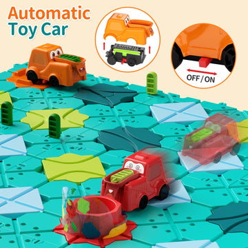 Stem Toys For Kids Ages 4-8, Expandable Educational Building Track With 2 Motor Car – Montessori Preschool Learning Toys, Creative Road Constructor Games Gift For Boys & Girls