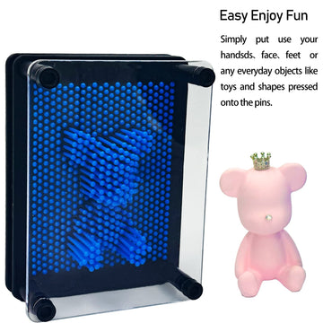 3D Pin Art Sensory Toy Size 5X3.7 Inches Needles Pin Impression Toy Intellectual Fun Rainbow Toys, Navyblue