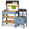 Frogprin Mud Kitchen With Planter Box, Outdoor Play Pretend Kitchen With Stoves, Removable Sink, Faucet, Blackboard, Cooking Acc