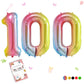 Smlpuame 40 Inch Number Balloons 0-9 Rainbow Gradient Large Number 100 Balloons, Digital Balloons For Birthday Party Celebration