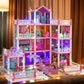 Doll House, Dream Dollhouse For Girls Pretend-Play Diy Dollhouse Kit - 4-Story 11 Rooms Playhouse With 4 Dolls Toy Figures, Furn