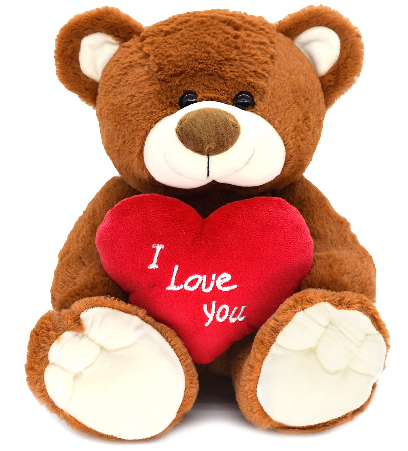 I Love You! 10'' Teddy Bear with Red Heart  Soft Plush Bear Doll Stuffed Animal Toys  Gifts for Her/Girlfriend Lover Mom Kids (Brown)