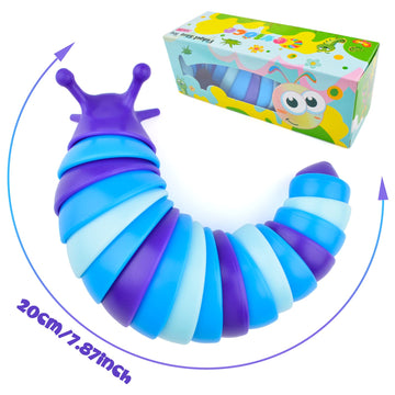 Cevioce Sensory Slug Fidget Toys,Fidget Slug Toys For Adults & Kids Party Favors,1 Pc Cute Autism Sensory Toys For Autistic Children,Toddler Toys Age 1+,Travel Toys For 1+ Year Old(Blue)