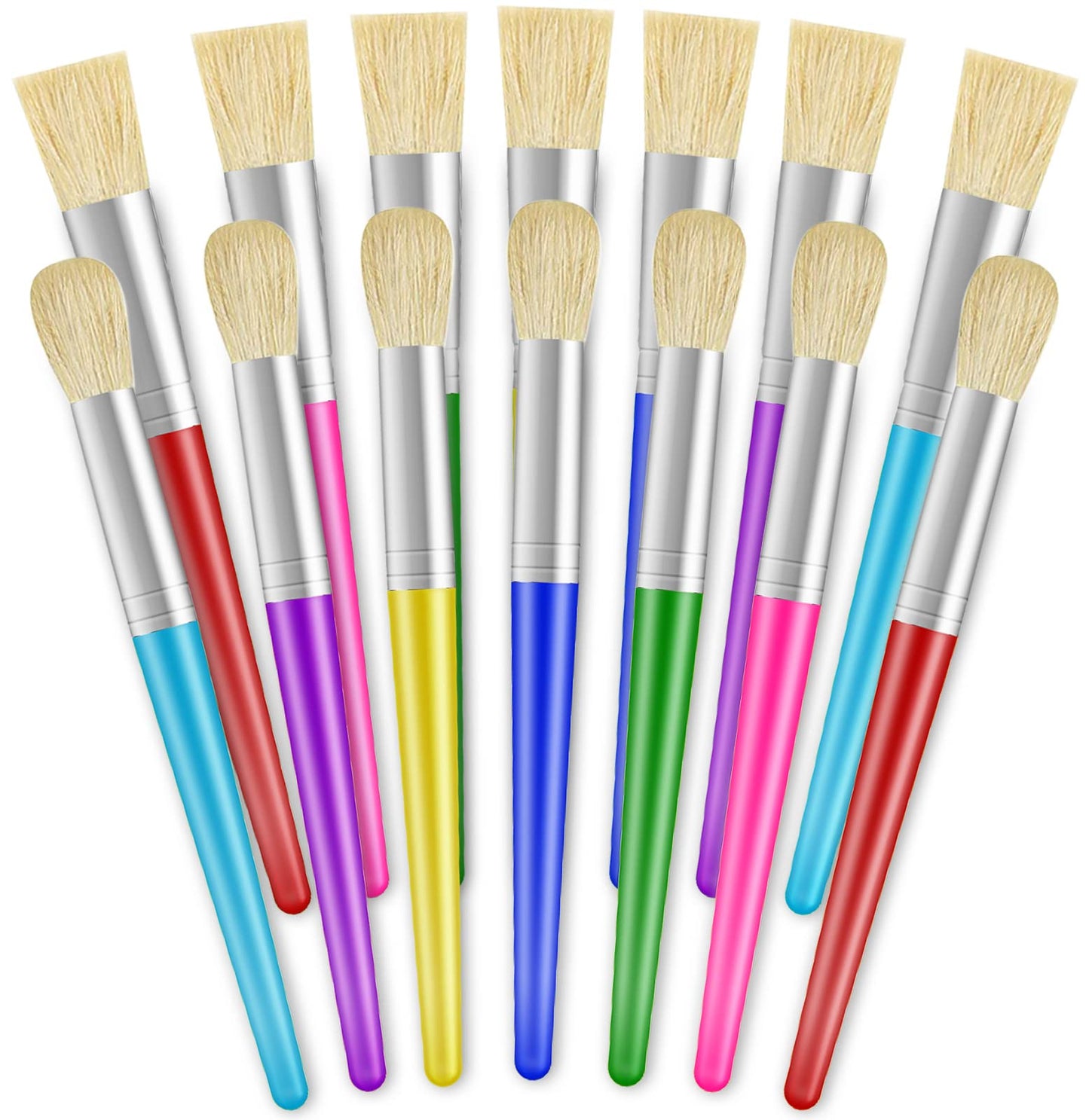 Ygaohf 30 Pcs Paint Brushes For Kids - Colorful Kids Paint Brushes Big Chubby Toddler Paint Brushes, Easy To Clean & Grip Round Flat Preschool Paint Brushes For Acrylic Washable Paint