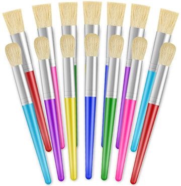 Ygaohf 30 Pcs Paint Brushes For Kids - Colorful Kids Paint Brushes Big Chubby Toddler Paint Brushes, Easy To Clean & Grip Round Flat Preschool Paint Brushes For Acrylic Washable Paint