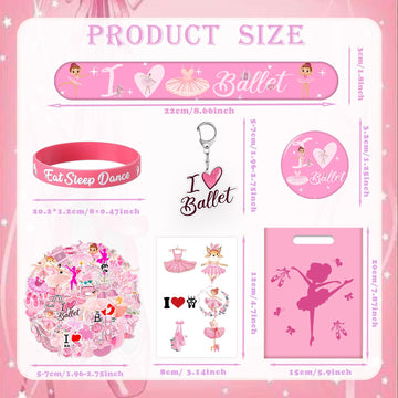 122 PCS Ballerina Party Favors Dancing Theme Birthday Supplies Decorations with Ballerina Goodie Bags, Ballerina Stickers, Balle